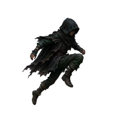 Kairo running across the shadowed rooftops of the Dregs